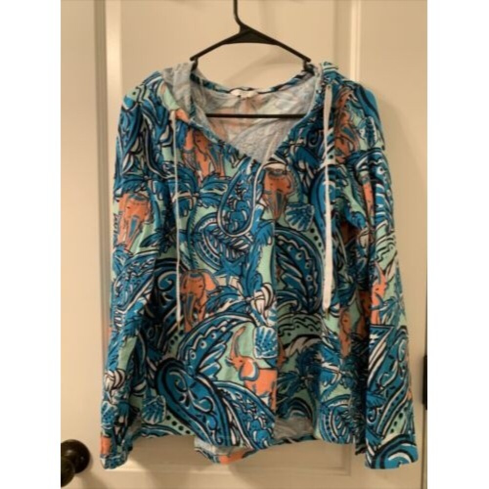 Crown & Ivy Women's Graphic Print Long Sleeve Shirt Top Size L